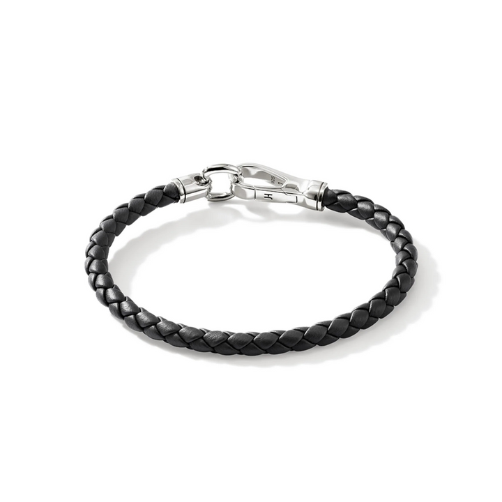 Sterling Silver & Black Leather Cord Bracelet