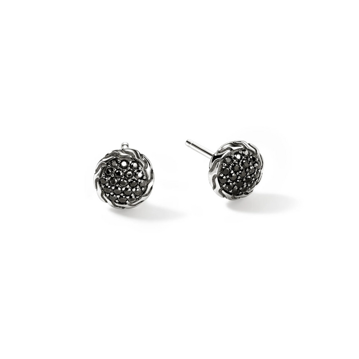 Sterling Silver Essential Pavé Black Sapphire Stud Earring