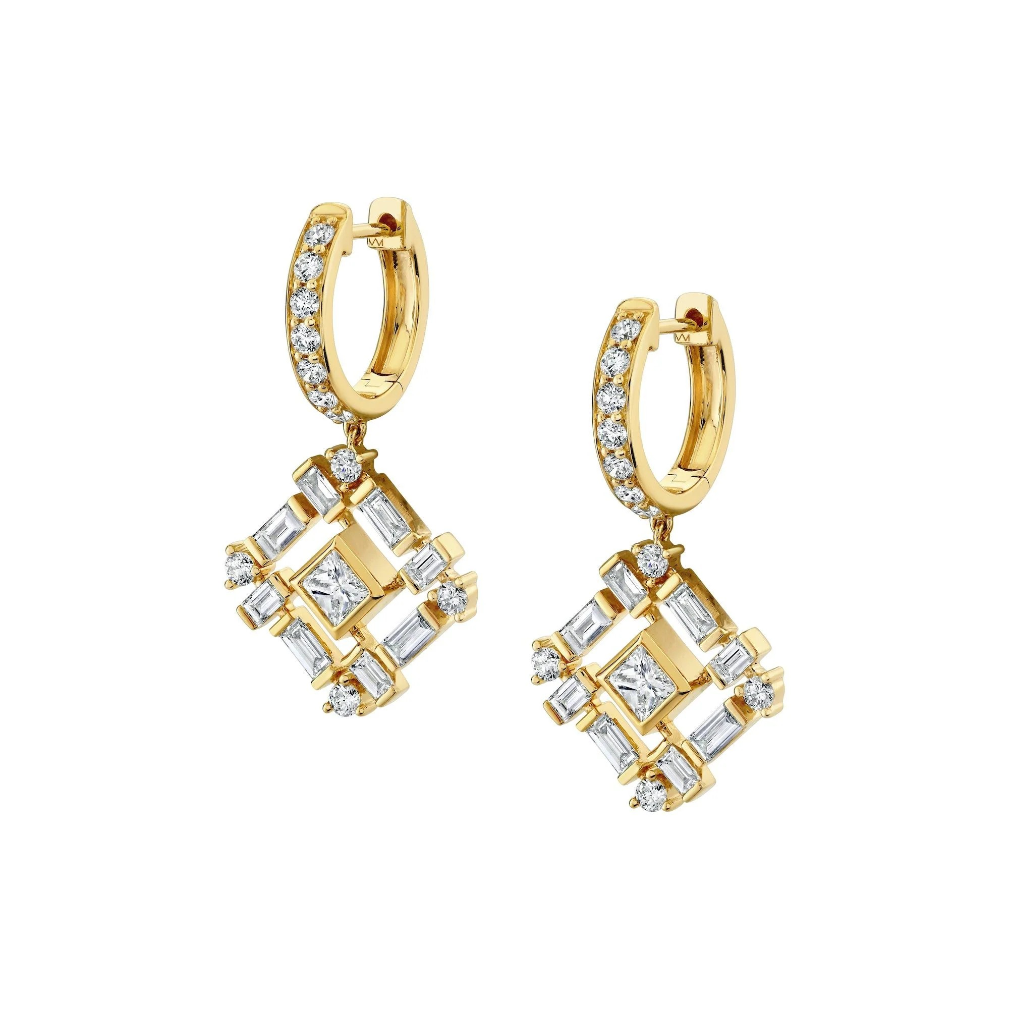 2.48ctw Diamond Montage Baguette Drop Earrings