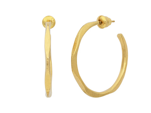 Gold 35mm Round Hoop Earrings