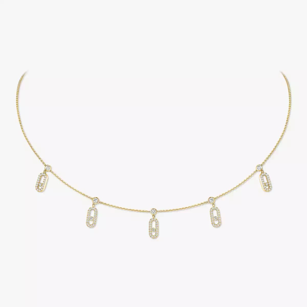 0.62ctw Yellow Gold Diamond Pavé Drop Pendant Choker