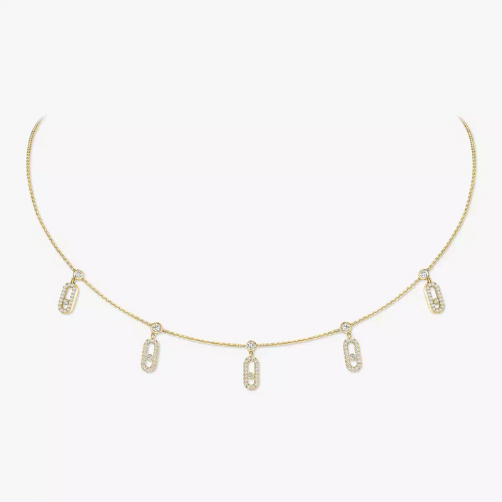 0.62ctw Yellow Gold Diamond Pavé Drop Pendant Choker