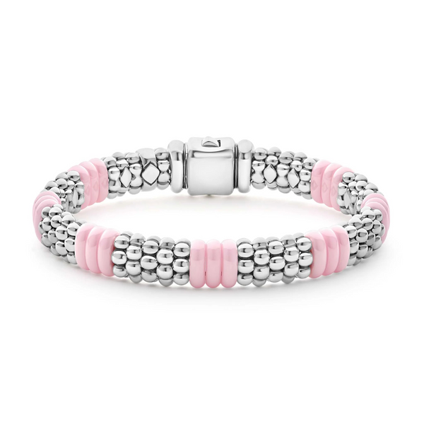 Pink Ceramic Caviar Beaded Bracelet | 9mm