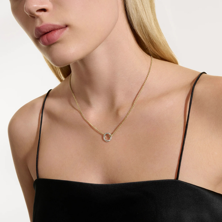 14K Gold and Sterling Silver Linked Diamond Pavé Necklace
