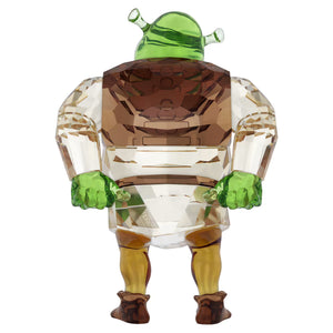 Back of Shrek made of multiple colors of crystal on a white backgound