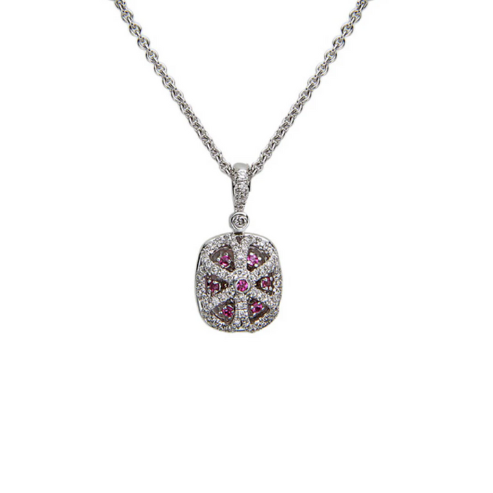 Pastel Diamond Double Halo Reversible Necklace