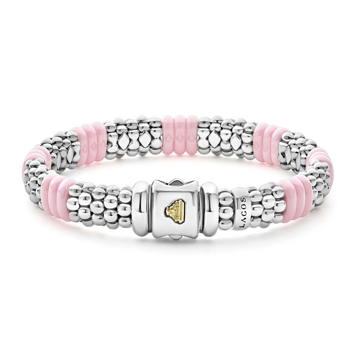 Pink Ceramic Caviar Beaded Bracelet | 9mm