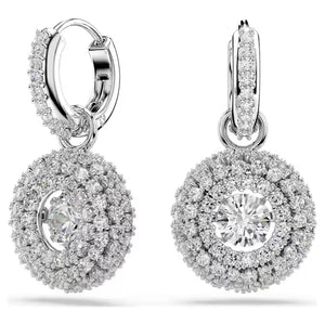 round drop earrings on a white background