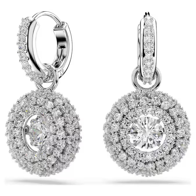 round drop earrings on a white background