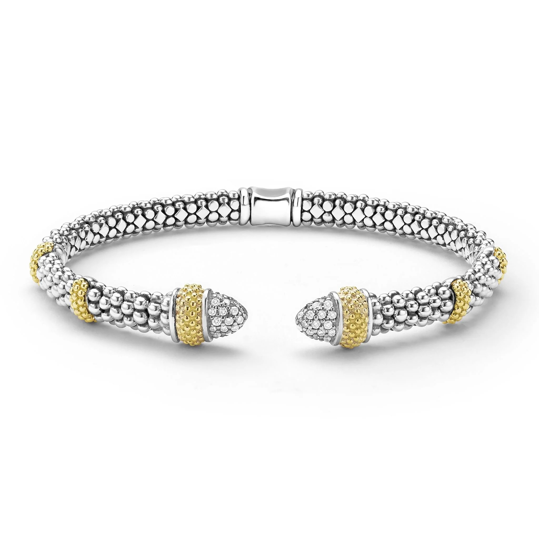 Two-Tone Caviar Diamond Versa Torque Bracelet | 5mm