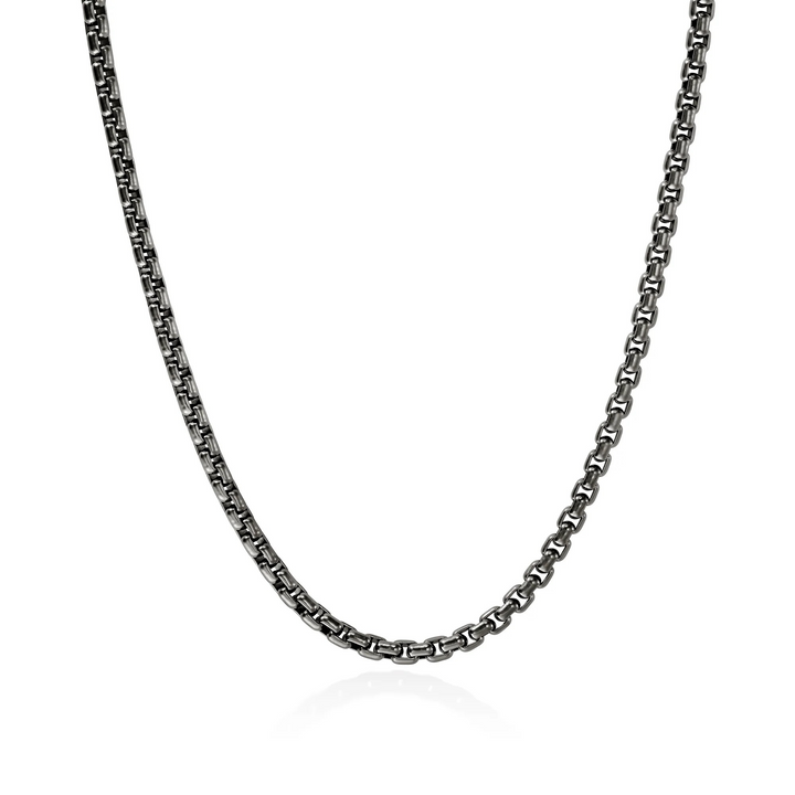24" Dark Sterling Silver Box Chain