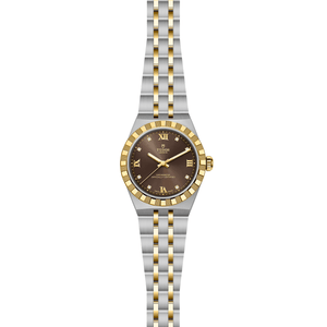 Two-tone watch with a brown dial on a white background