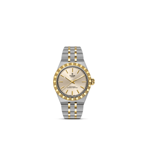 Tudor watch with two-tone metal bracelet on a white background