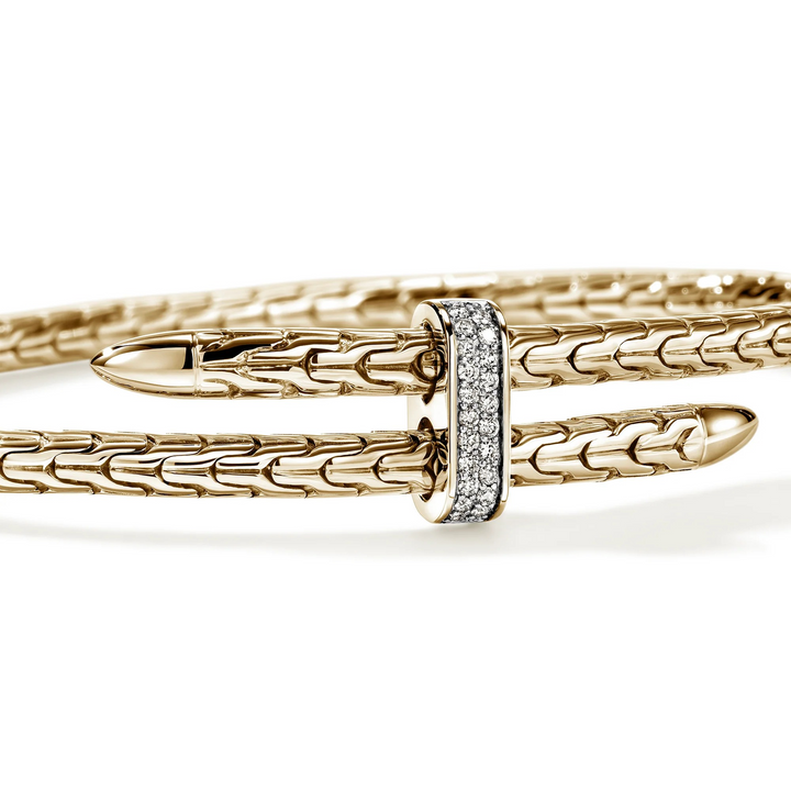 14K Yellow Gold Spear Flex Cuff With Diamonds