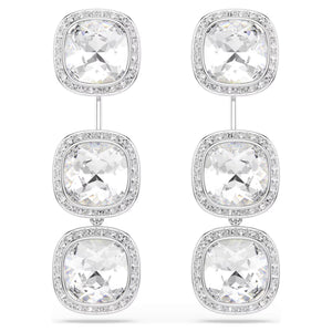 3 halo drop jacket earrings  on a white background