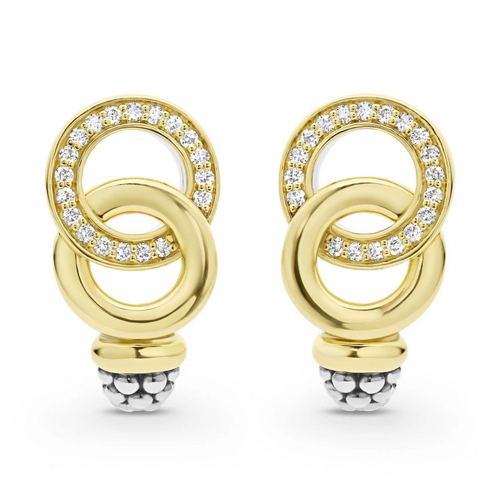 Two-Tone Interlocking Diamond Omega Clip Earrings