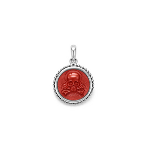 Small Red Jasper Skull Crossbone Amulet