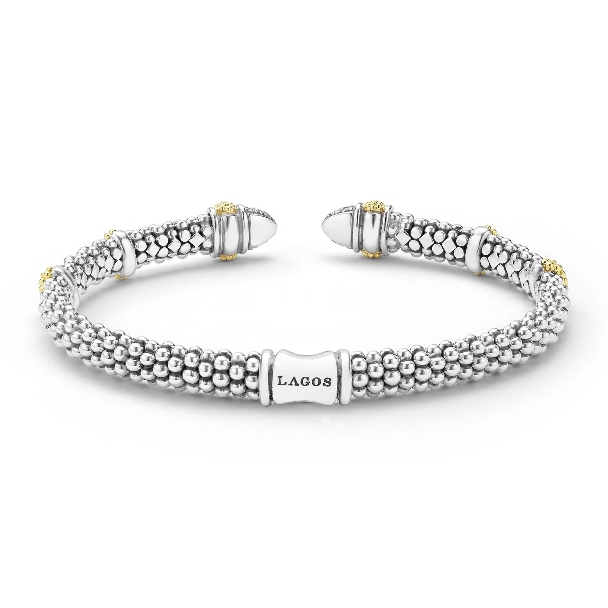 Two-Tone Caviar Diamond Versa Torque Bracelet | 5mm