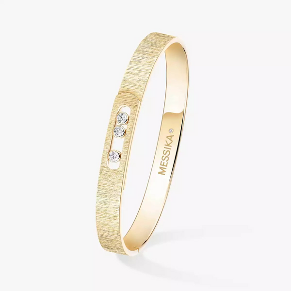 0.18ctw Yellow Gold Diamond Ciselé Bangle Bracelet