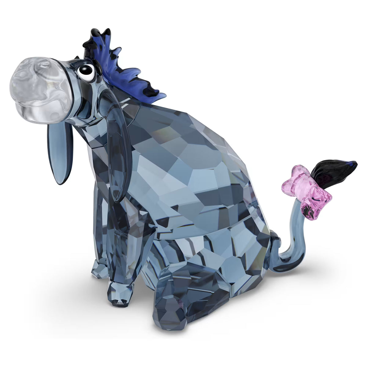 crystal figurine in dark crystals and pink box on the tail on a white background