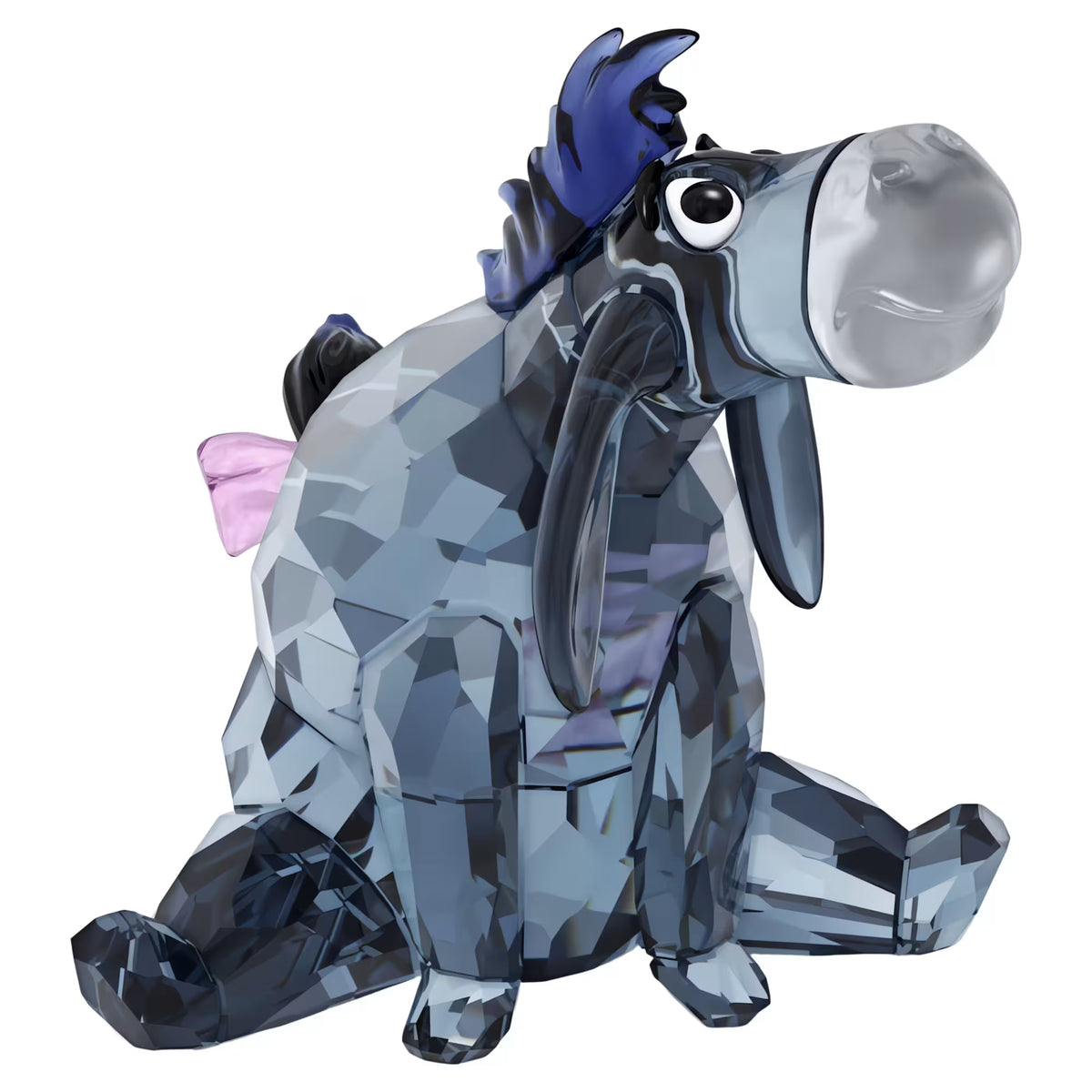 crystal figurine in dark crystals and pink box on the tail on a white background