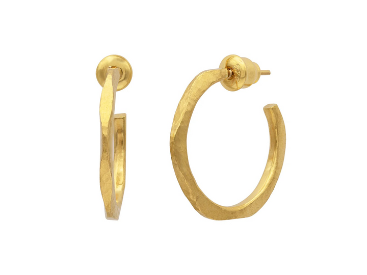 Gold 25mm Round Hoop Earrings