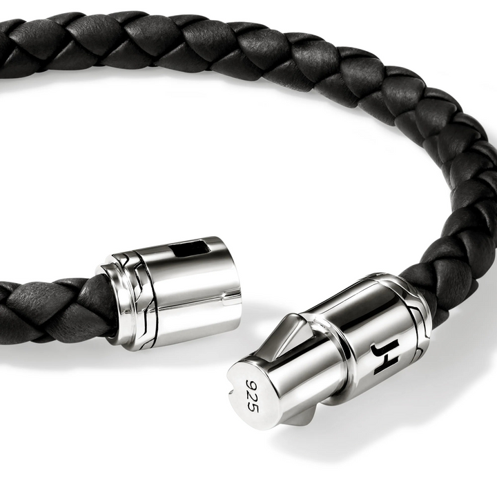 Sterling Silver & Black Leather Cord Bracelet