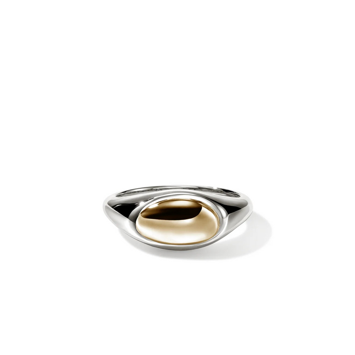 14K Gold & Sterling Silver Pebble Ring