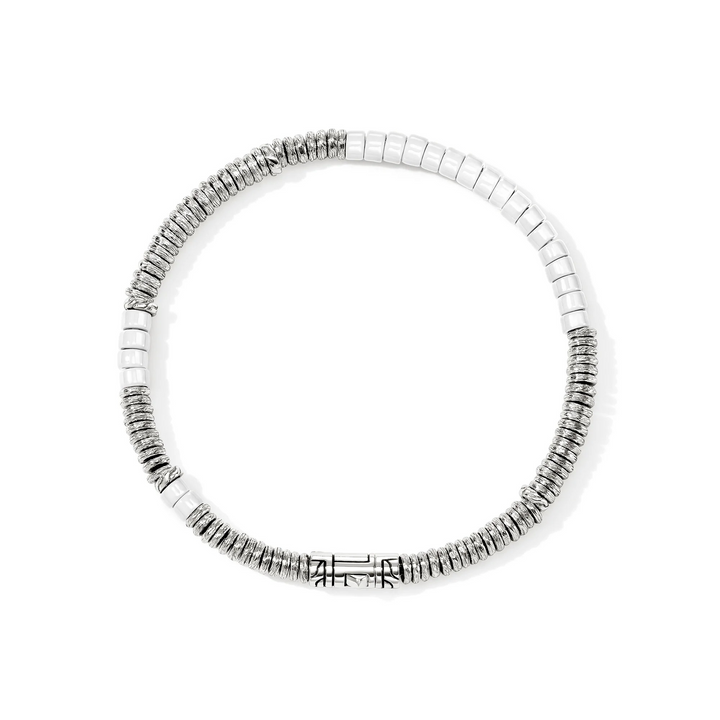 Sterling Silver White Enamel Heishi Chain Bracelet