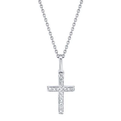 0.06ctw Diamond Cross Necklace, White Gold - Gunderson's Jewelers