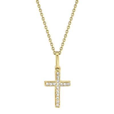 0.06ctw Diamond Cross Necklace, Yellow Gold – Gunderson's Jewelers