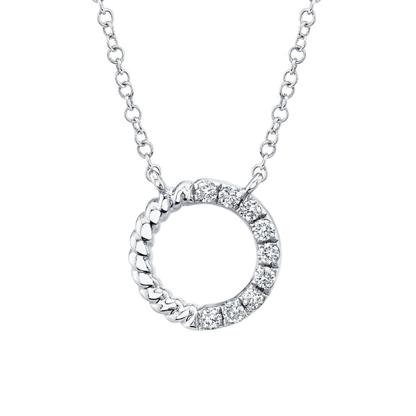 0.12ctw Diamond Circle Necklace, 14K White Gold - Gunderson's Jewelers