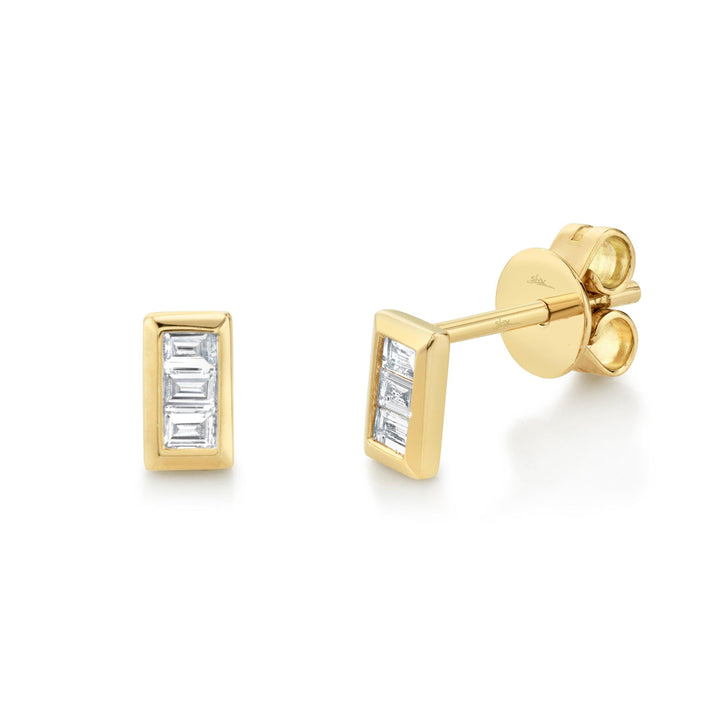 0.15ctw Baguette Diamond Earrings, Yellow Gold - Gunderson's Jewelers