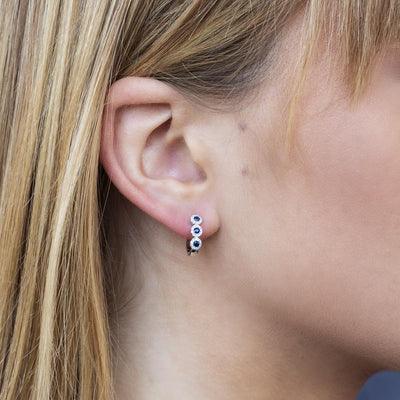 0.15ctw Diamond and 0.30ctw Blue Sapphire Huggie Earrings - Gunderson's Jewelers