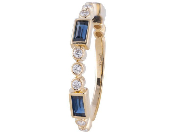 0.15ctw Diamond and Sapphire Ring, Yellow Gold - Gunderson's Jewelers