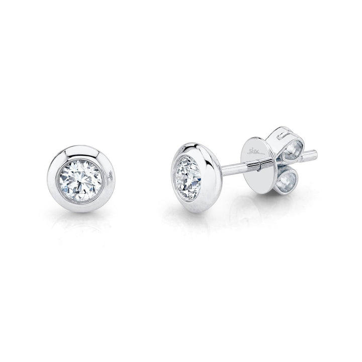 0.40ctw Diamond Bezel Earrings, 14K White Gold - Gunderson's Jewelers