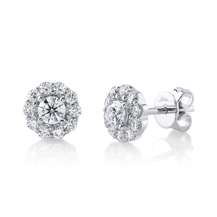 0.82ctw Diamond Cluster Earring, 14K White Gold - Gunderson's Jewelers