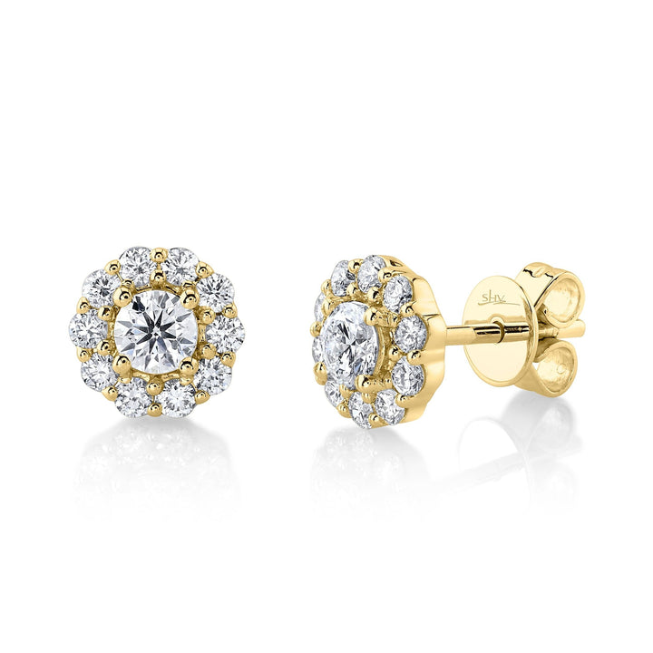 0.82ctw Diamond Cluster Earring, 14K Yellow Gold - Gunderson's Jewelers