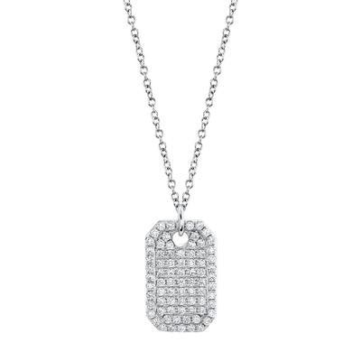 0.90ctw Diamond Dog Tag Necklace, 14K White Gold - Gunderson's Jewelers