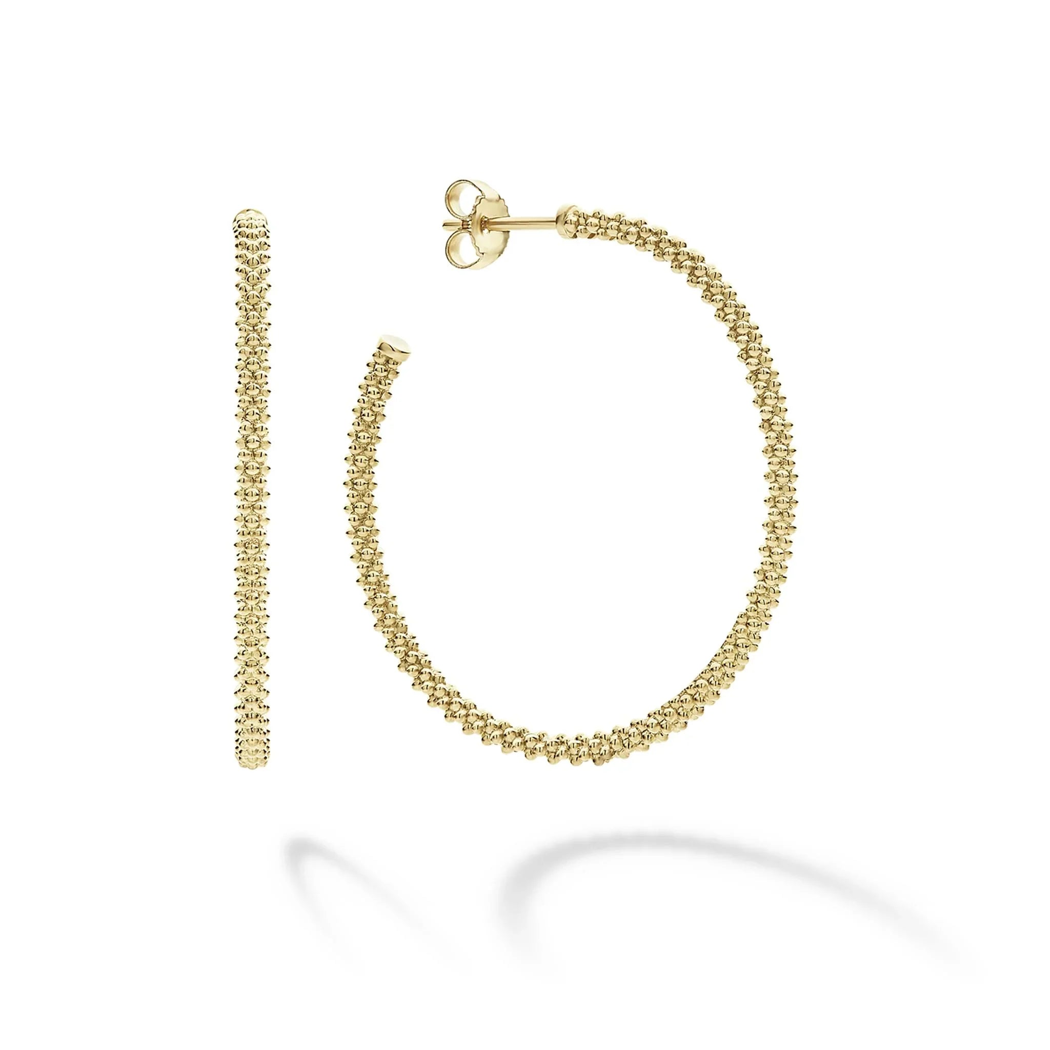 18K Gold Caviar Hoop Earrings
