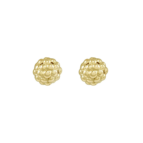 18K Gold Beaded Stud Earrings
