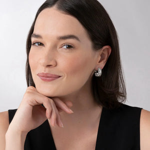 Silver Station Caviar Huggie Earrings