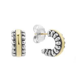 Two-Tone Flute Huggie Earrings
