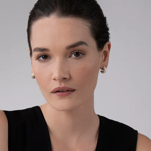 Two-Tone Flute Huggie Earrings