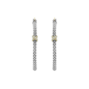 Large X Diamond Caviar Hoop Earrings