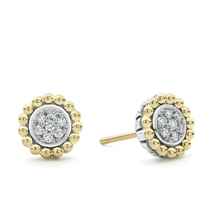 Two-Tone Caviar Diamond Stud Earrings