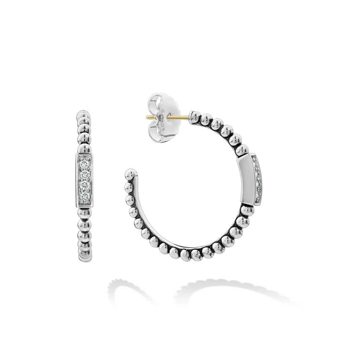 Beaded Diamond Hoop Earrings