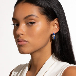 Ceramic and Diamond Hoop Earrings