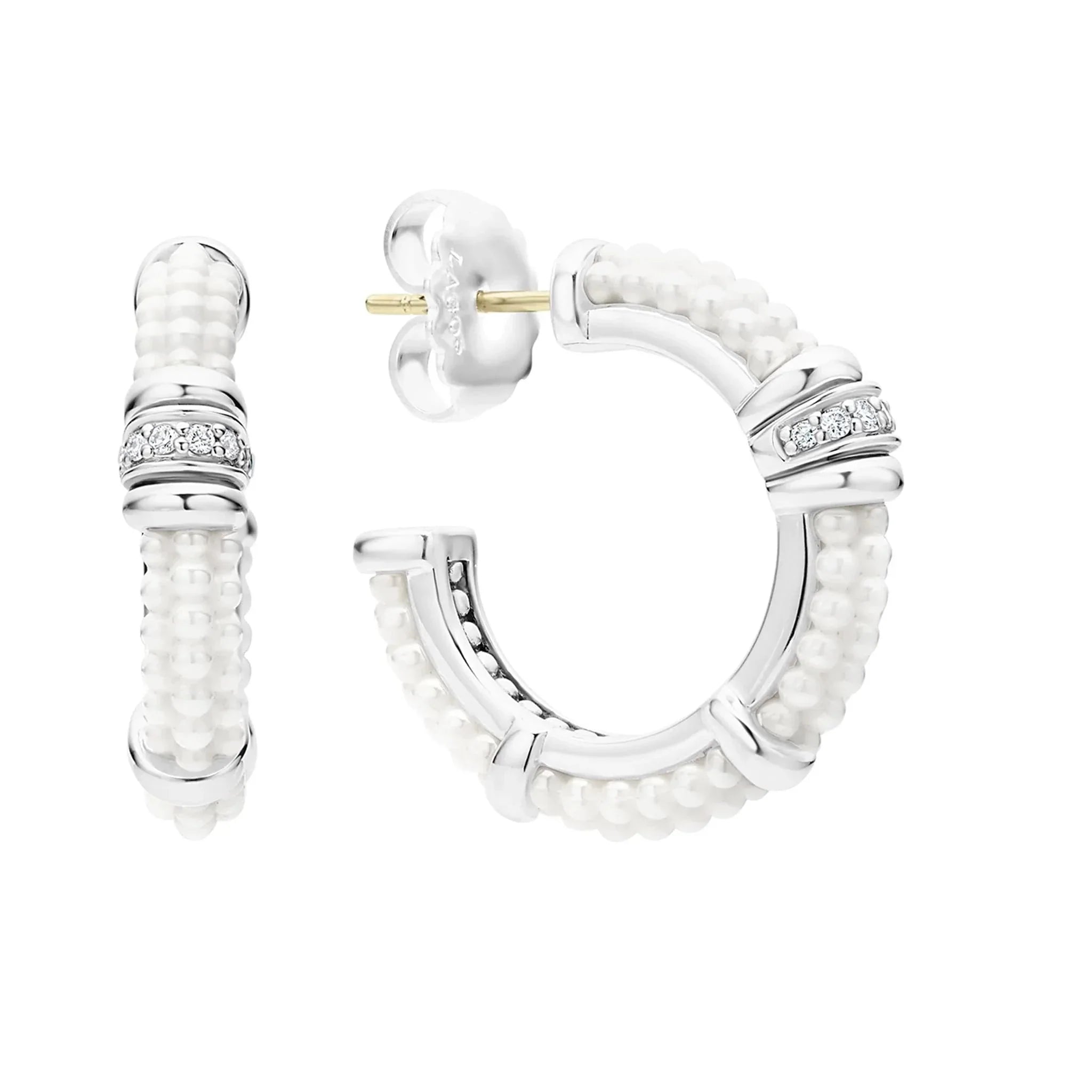 Ceramic and Diamond Hoop Earrings