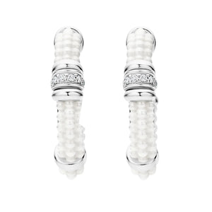 Ceramic and Diamond Hoop Earrings